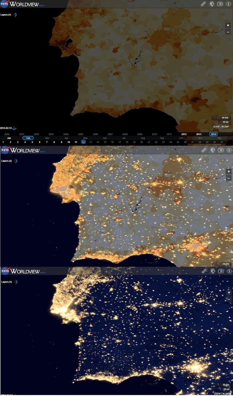 Mapas da NASA de Demográfica do Alentejo, do Algarve e de Vale do Tejo Mapas10