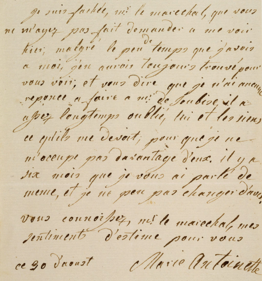 Lettre de Marie-Antoinette au maréchal de Castries (30 août 1786 ?) 1b10