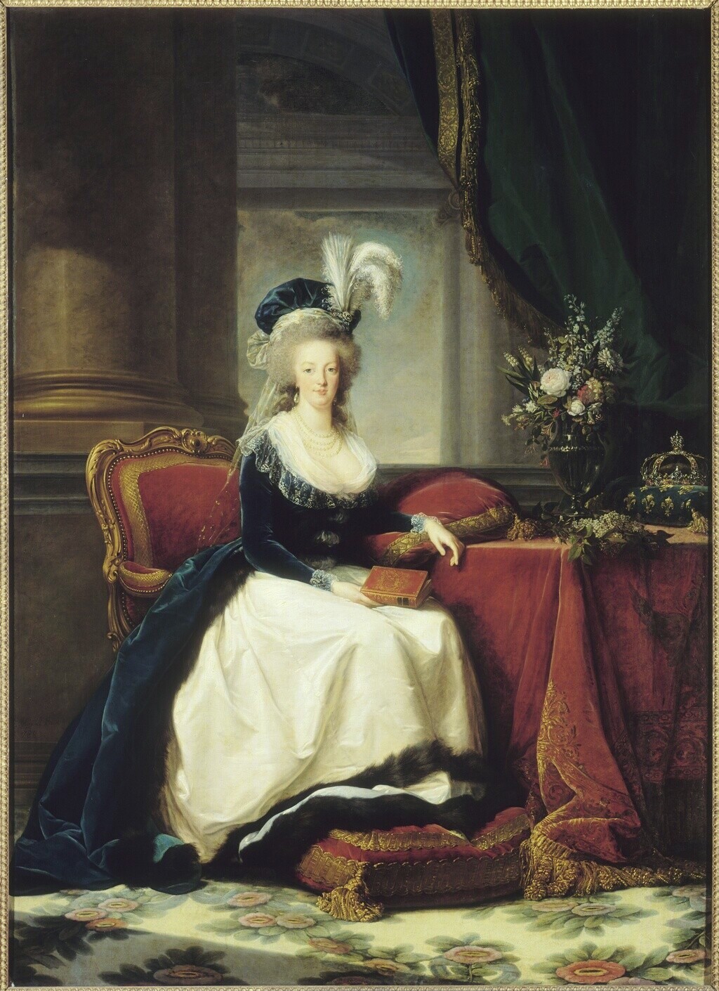 Portraits de Marie-Antoinette au livre, en robe bleue, par et d'après Vigée Le Brun (1785 - 1788 ?) Antoin12