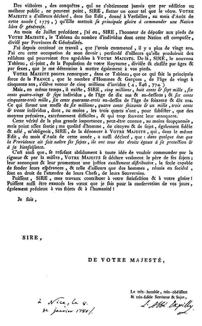 Statistiques, la France au XVIIIe siècle : Population, démographie, espérance de vie etc.   B10