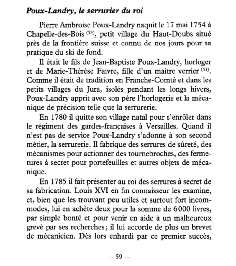 Pierre-Ambroise Poux-Landry, mécanicien ordinaire (serrurier) du roi Louis XVI Capt2615