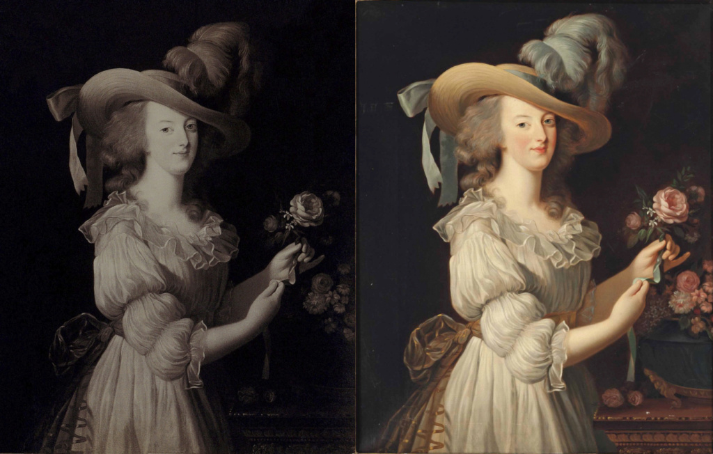 Portraits de Marie-Antoinette vêtue d'une robe en chemise, dite en gaulle, par Elisabeth Vigée Le Brun (1783) Capt5306