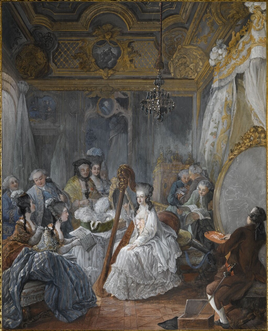 Marie-Antoinette à la harpe, par Jean-Baptiste-André Gautier Dagoty Image469