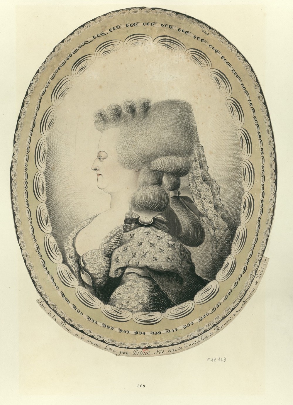 Les Bernard : portraits calligraphiques, dit au trait de plume, de Marie-Antoinette et Louis XVI Marie149