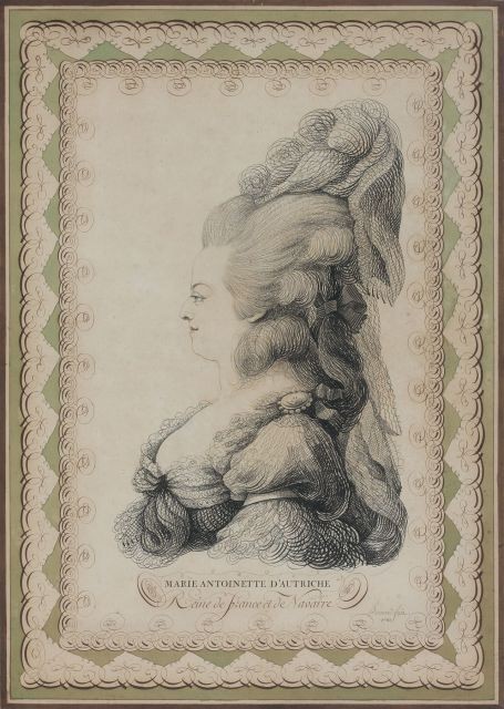 Les Bernard : portraits calligraphiques, dit au trait de plume, de Marie-Antoinette et Louis XVI Marie_84