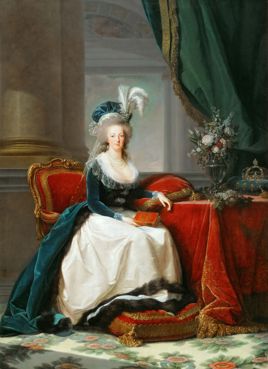 Portraits de Marie-Antoinette au livre, en robe bleue, par et d'après Vigée Le Brun (1785 - 1788 ?) Mariea14