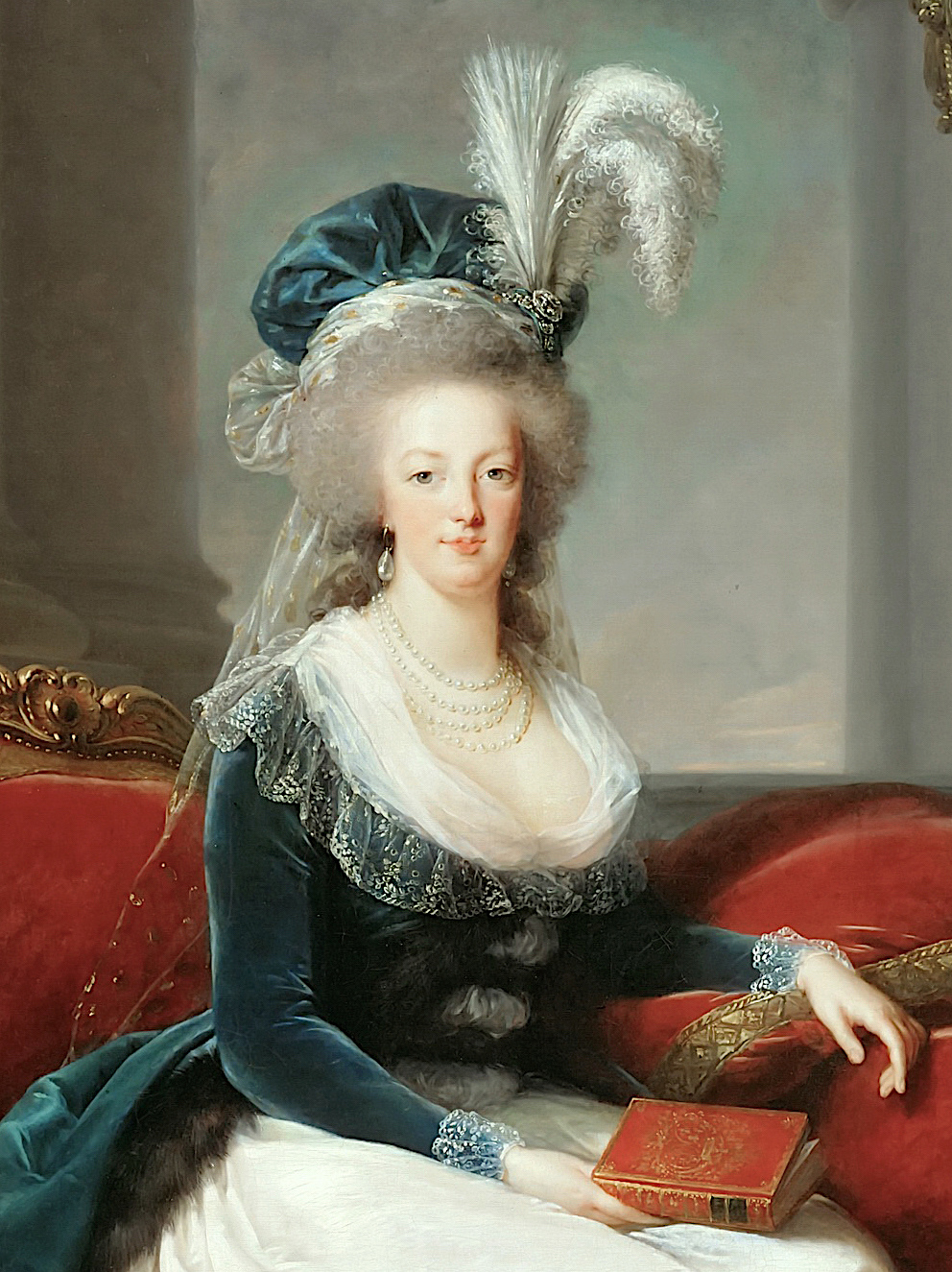 Portraits de Marie-Antoinette au livre, en robe bleue, par et d'après Vigée Le Brun (1785 - 1788 ?) Mariea15