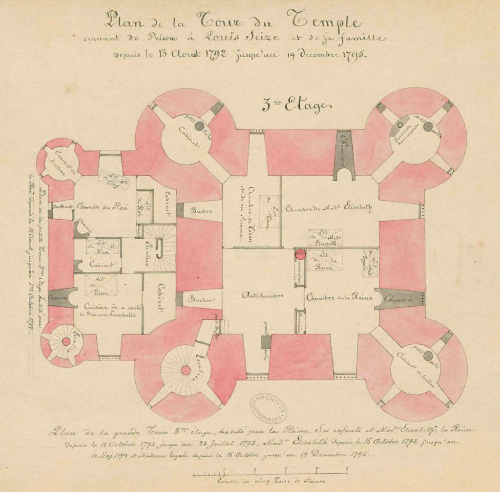 La famille royale à la prison du Temple : plans et aménagements Plan_d13