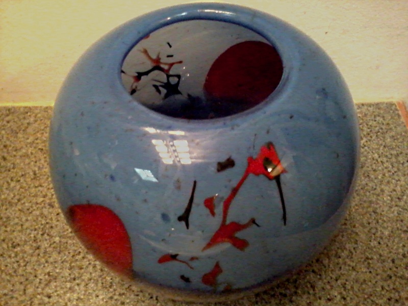 Blue and Orange Glass Sphere Vase Blue_a10