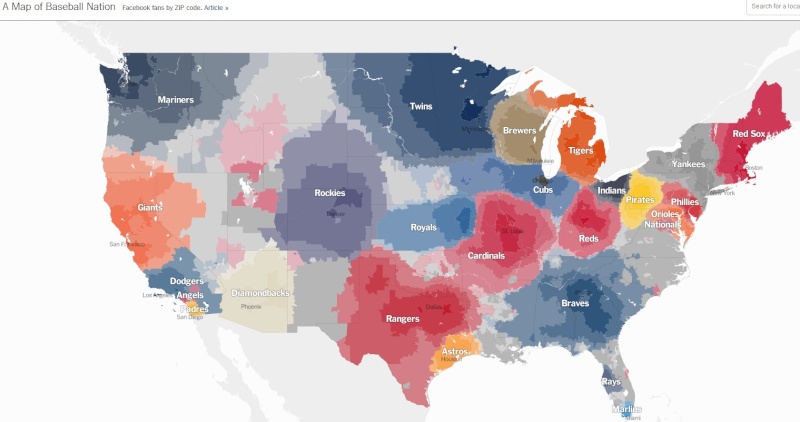 NYT Maps Baseball Fandom by Zip Code Baseba10