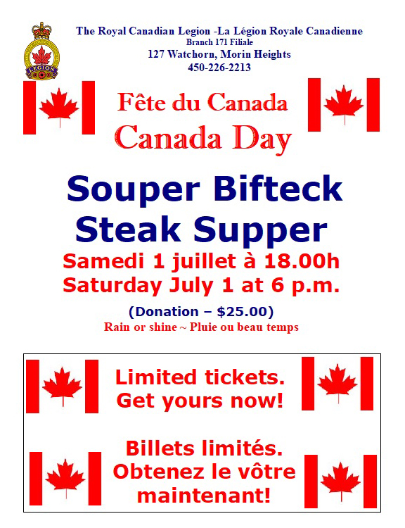 Canada Day Steak Supper Sat. July 1 2023   Canada12
