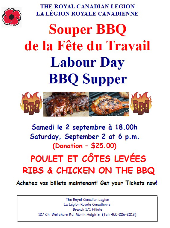 Labour Day BBQ Supper Saturday September 2 2023 6PM Labour10