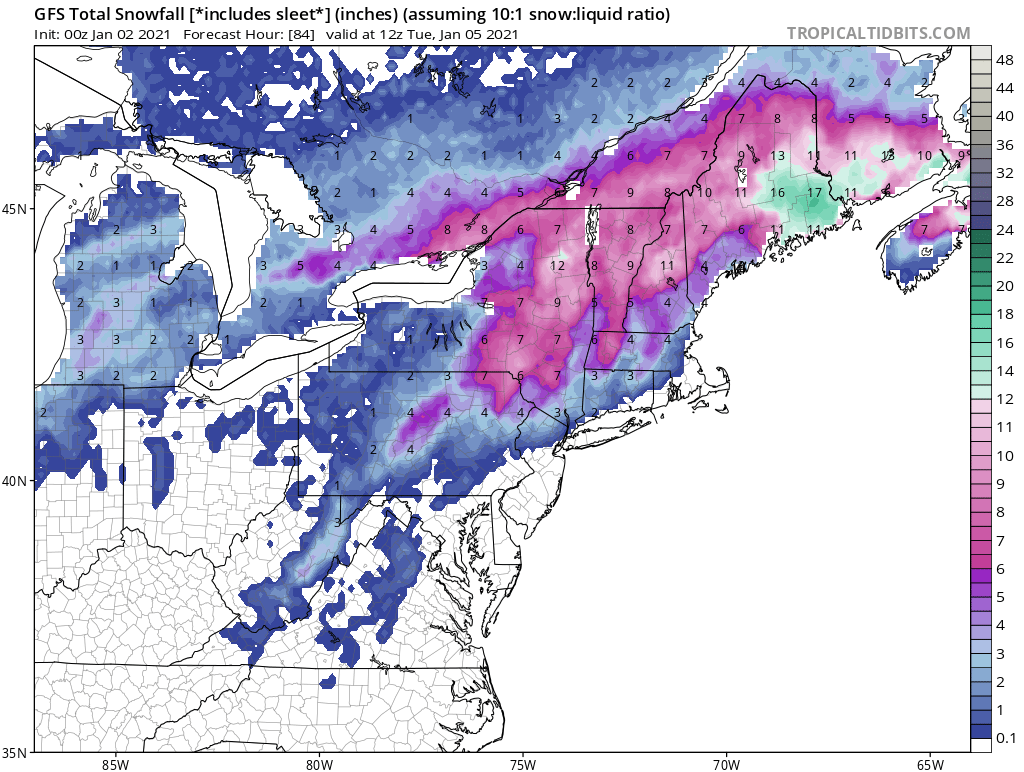 JAN 3rd Storm: I-84 First Snow of 2021 Gfs_as10