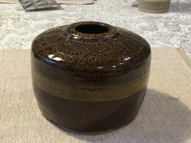  Brown striped stoneware Studio vase 02a86610