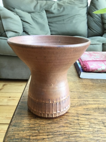Studio pottery vase, red clay, p mark - Polperro Pottery  03aa5a10