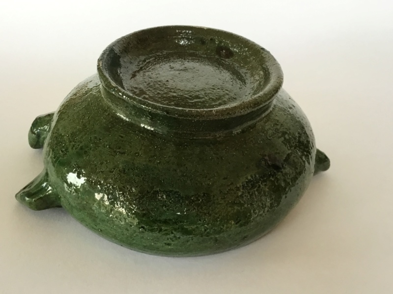 Old green art pottery pig bowl, foreign? 063cad10
