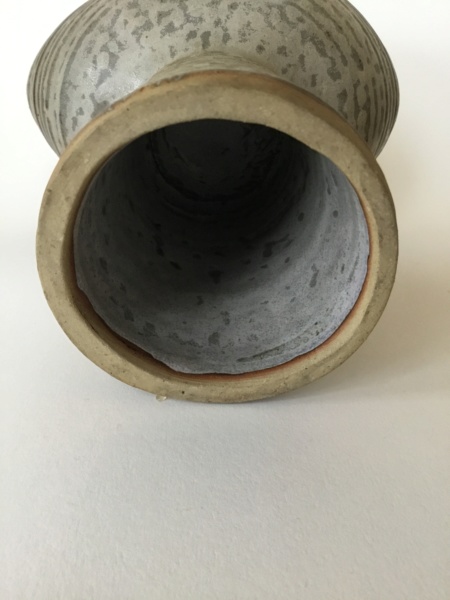 Cut footed bowl vase, grey glaze, unclear mark 0e7df110