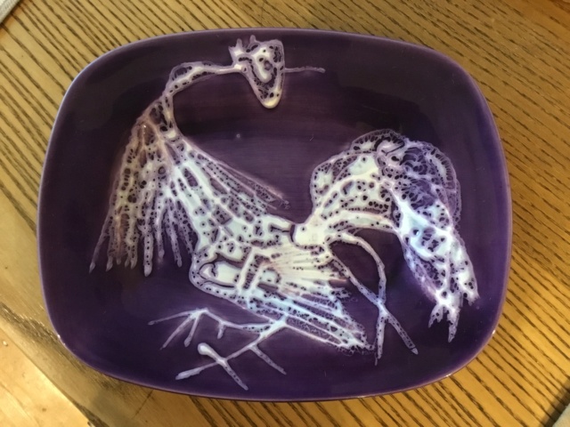 AP or DP FRANCE Hand painted purple cockerel plate 100a8710