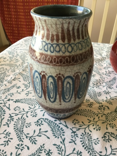 vase, crackle glaze, WS painted mark - maybe Schleiss Gmunden, Austria 11dfa610
