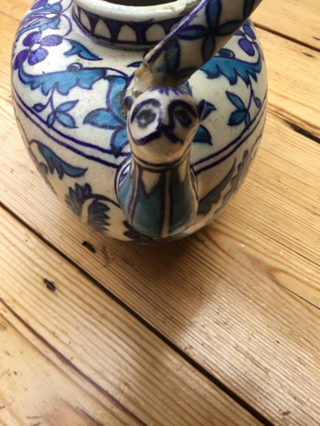 Middle Eastern blue flower water pot - Iznik Pottery Turkey 16d4b510