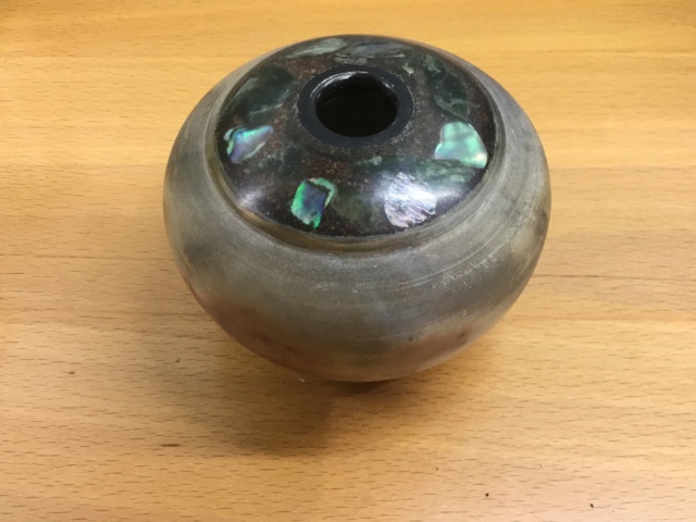 Small studio vase with paua shell decoration  20410f10