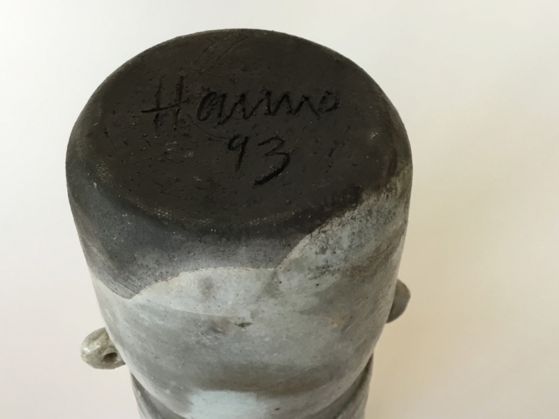 Studio raku 2-handled vase, Hammo 93, Hanno, Haimo 26c28910