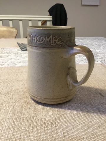 Studio mug, Winchcombe pub, PP mark - Polperro Pottery?  27c33210