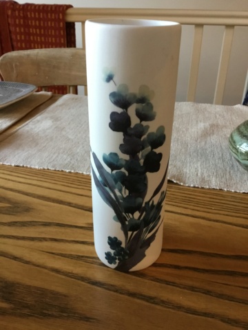 Modern slip cast cylinder vase with printed flowers 2c9c5810