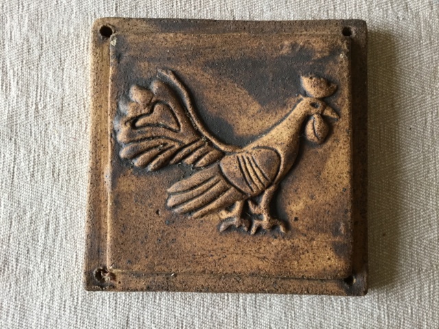 Stoneware studio cockerel plaque, marked 3c4e3710