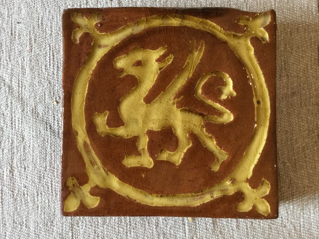 Medieval style Slipware dragon encaustic tile 3daf6b10