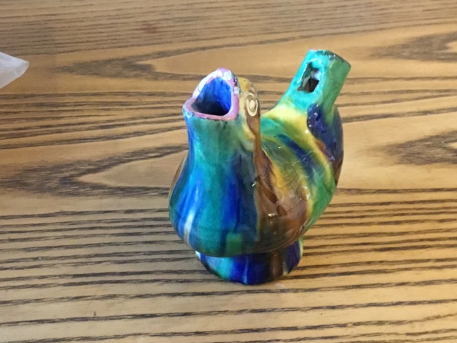 Antique drip glaze bird whistle, Scottish ? 45f38610