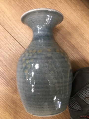 Stoneware studio blue vase with spots 46e7ac10