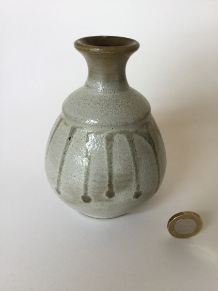 Greeny-Grey studio vase, drip decoration, unmarked  4f3f3f10