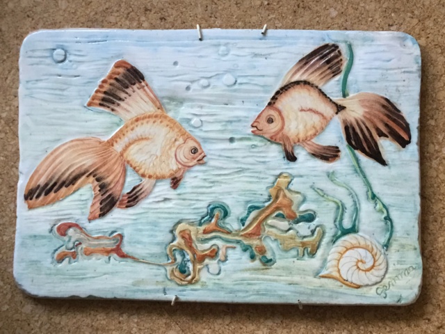 Studio fish plaque, signed Gemma 59d9dc10