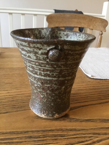 Stoneware studio vase, pierced & scored 63fa9510
