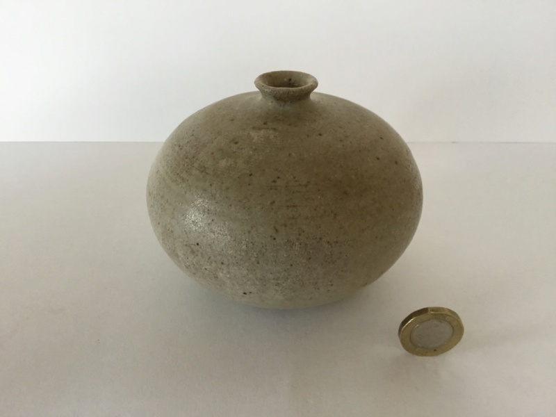 Stoneware globe vase, incised mark JD? JP? 65c3c110