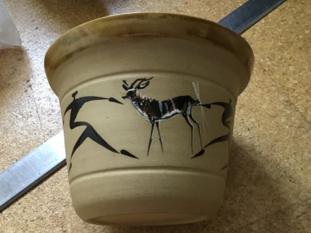 Planter, figures and deer, African? 6bc38b10