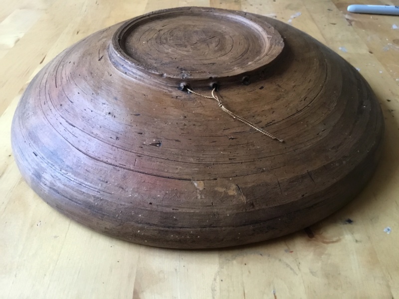 12” slipware bowl, combed pattern, tree, Romanian 6edb9010