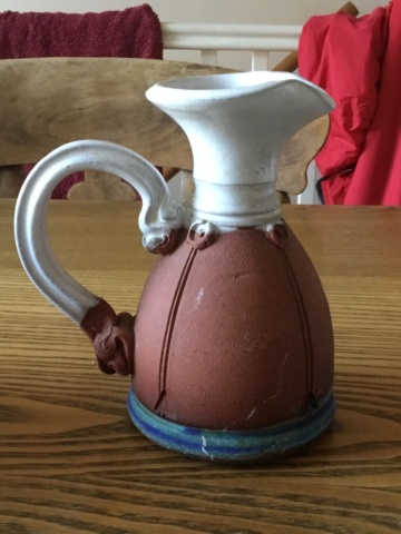 Studio pottery earthenware ornate vase, 4 pointed star mark 73d46b10