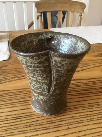 Stoneware studio vase, pierced & scored 7503e310