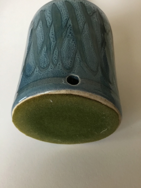 Speckled blue decorated lamp base, like Wellhouse Pottery  7d746810