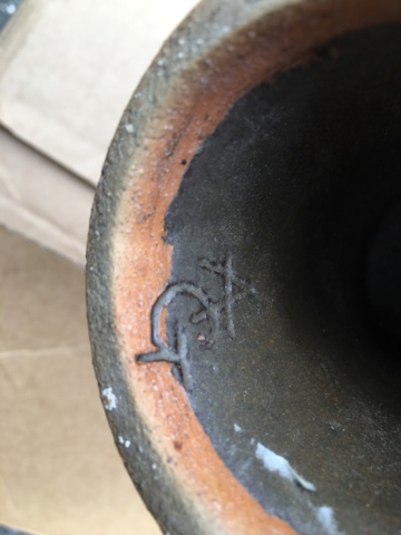 Studio stoneware ring vase AG mark 8586e510