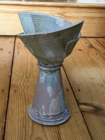 Simon Eeles? Joined, cut, shaped studio vase, ES mark  85d6b610