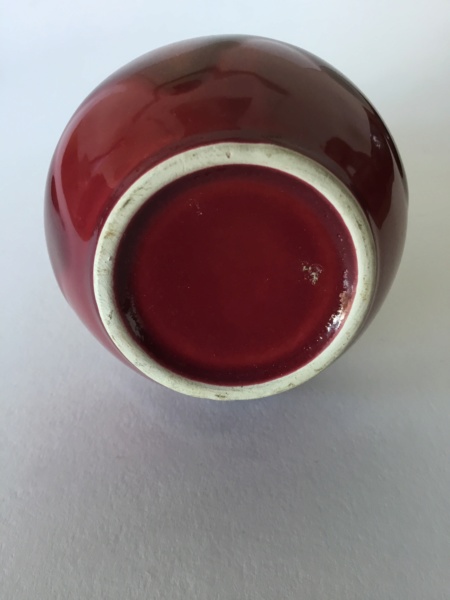 Small flambé vase, - blues, purple, yellow, reds 8c038010