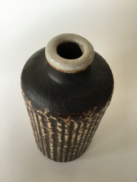 Stoneware fluted Bottle Vase, thrown or moulded? No mark 8e526d10