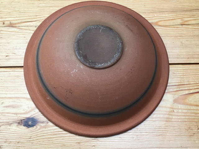 Studio stoneware bowl, glass glaze in bottom, unmarked 993a0510