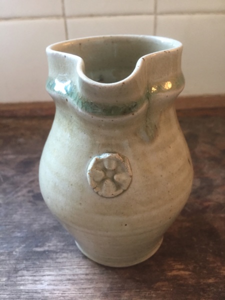 Studio jug, green ash glaze, D or DP mark - Paul Dennis  A0891910