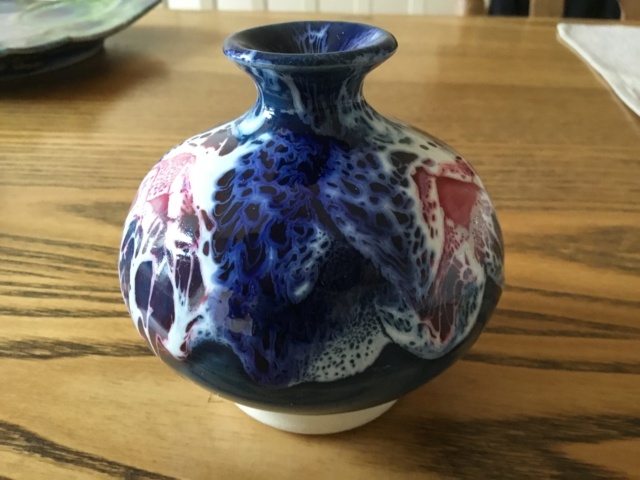 Studio bud vase, dripping glaze, no mark Aaed0b10