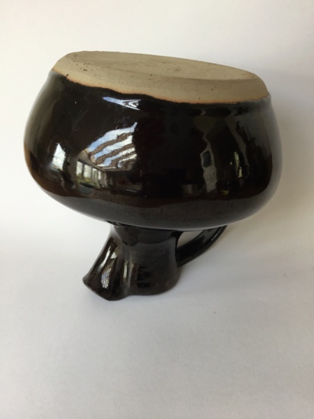 Tenmoku glaze studio squat jug, incised mark B3dec510