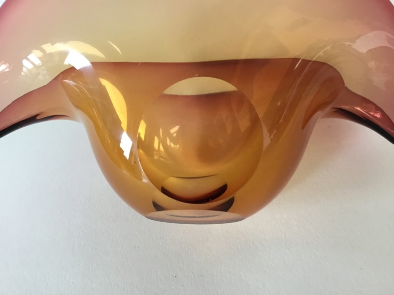 Lens cut curved top amber mauve bowl, - Murano B4495110